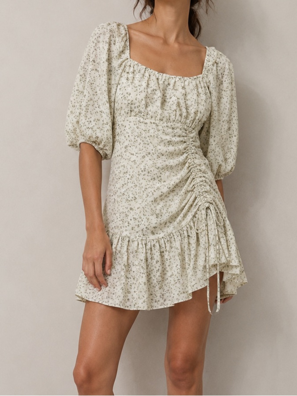 floral peep back short swing dress